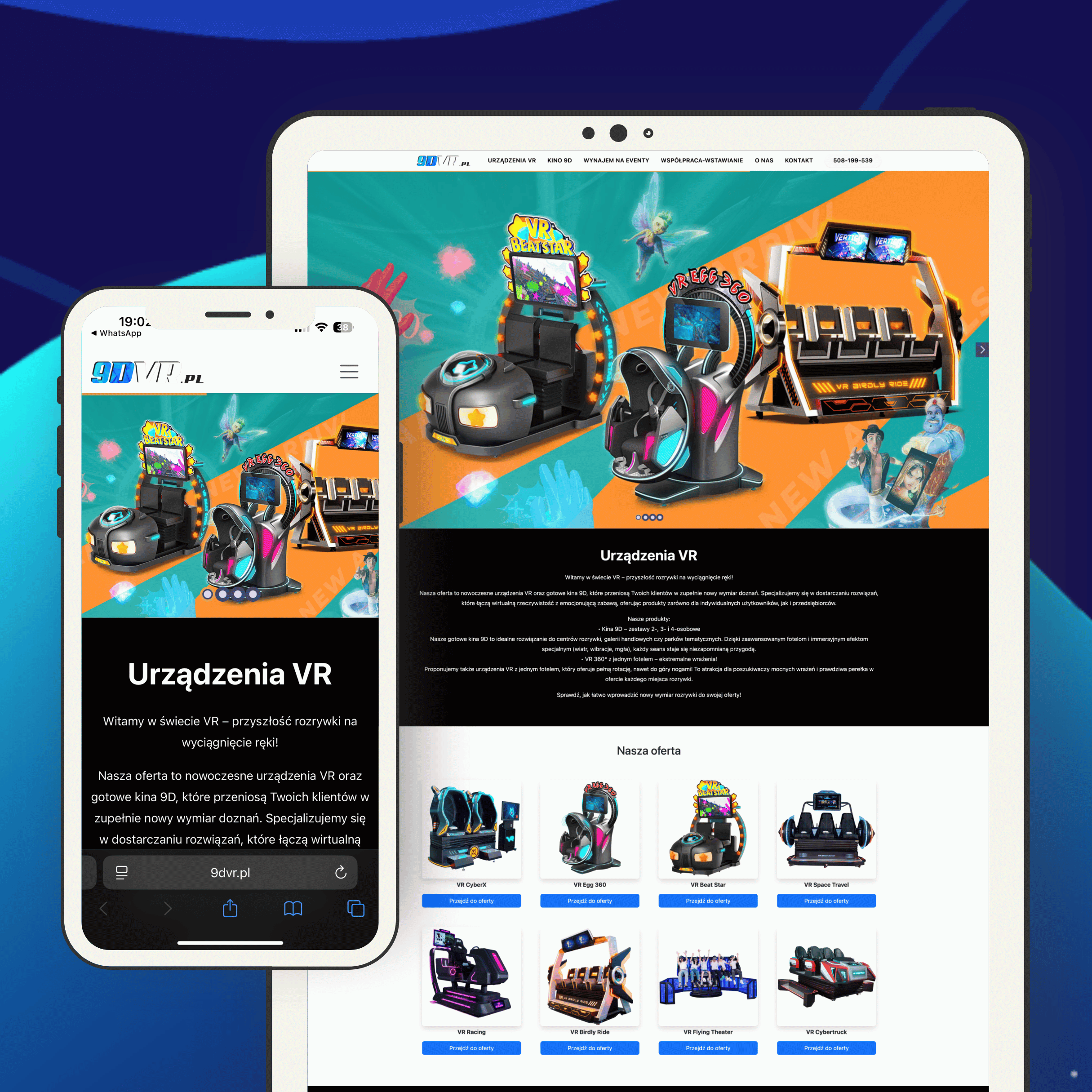 Strona internetowa producenta sprzętu wirtualnej rzeczywistości