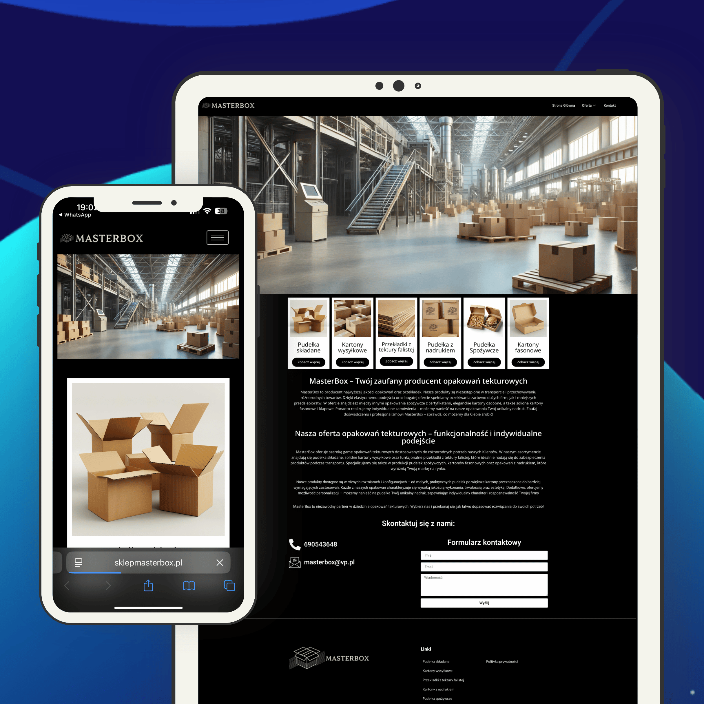 Strona internetowa producenta kartonów